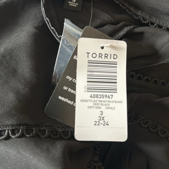 Georgette Lace Trim Button Up Blouse - Picture 6 of 6